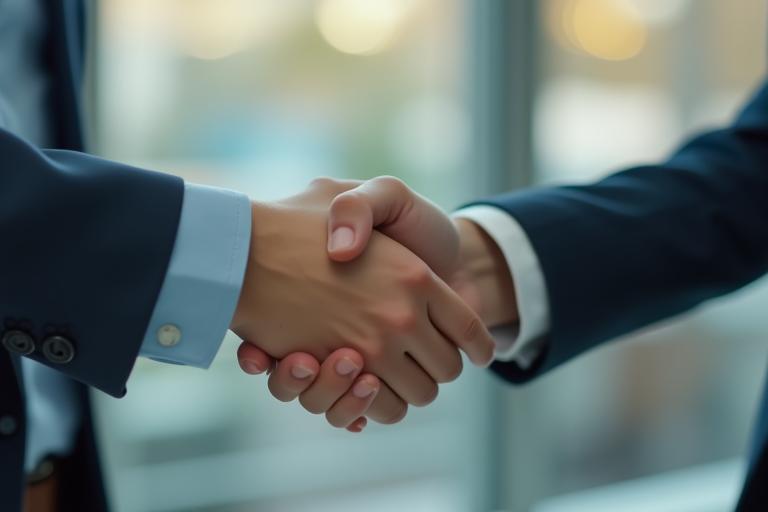 Handshake representing partnership and change